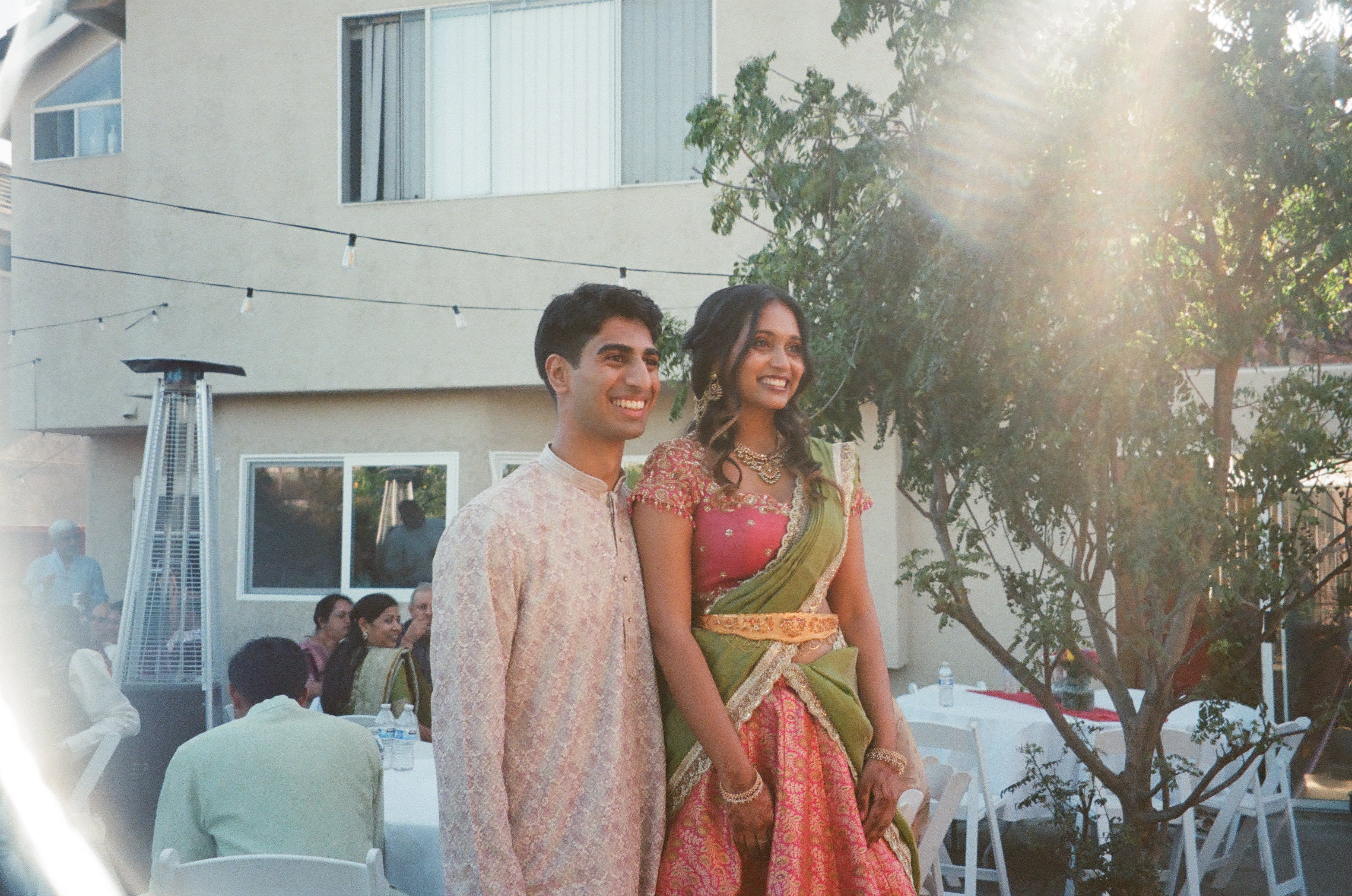 Keerthana and Yagnya smiling together after the proposal