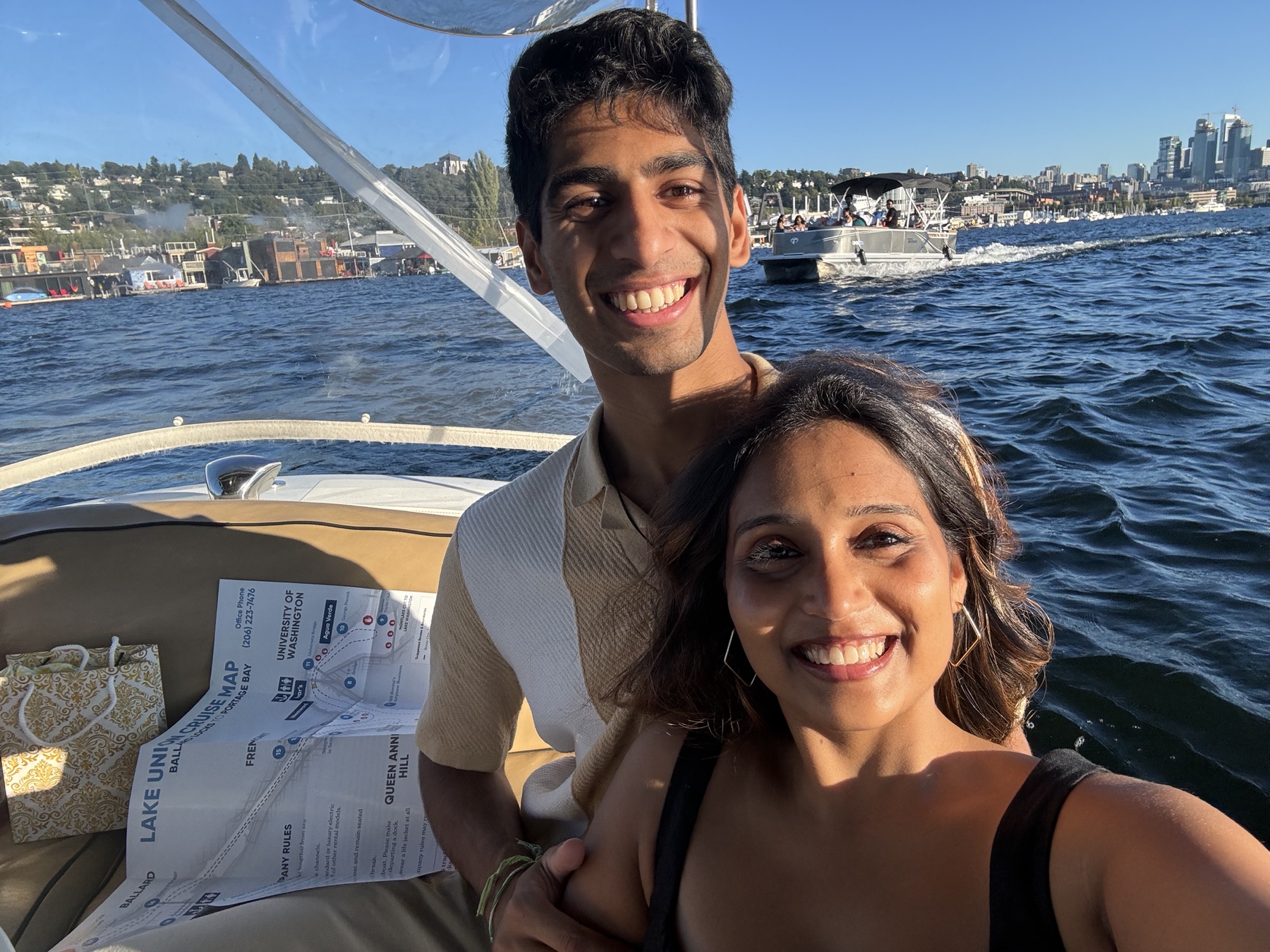 Keerthana and Yagnya on a boat