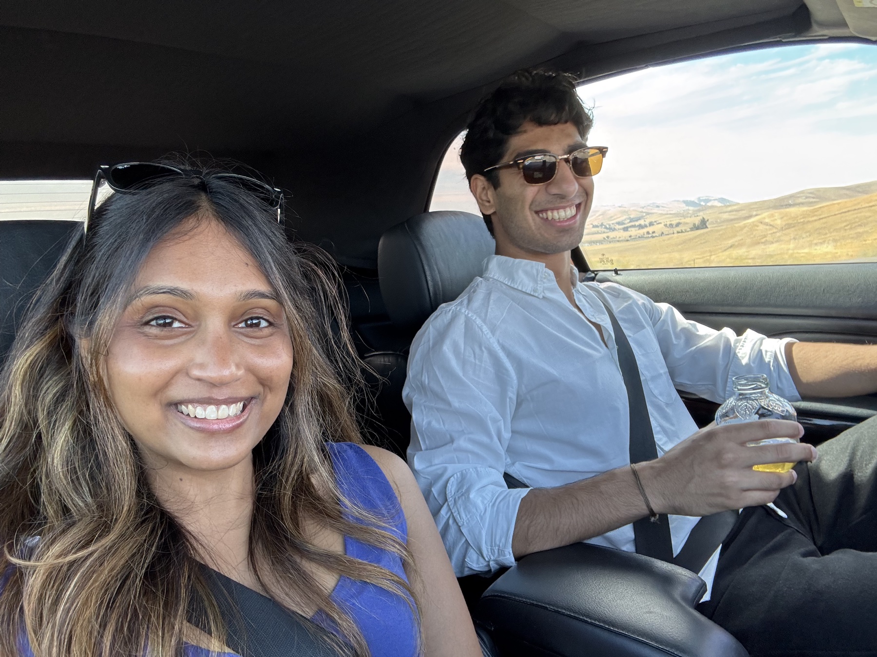 Keerthana and Yagnya on a sunny road trip